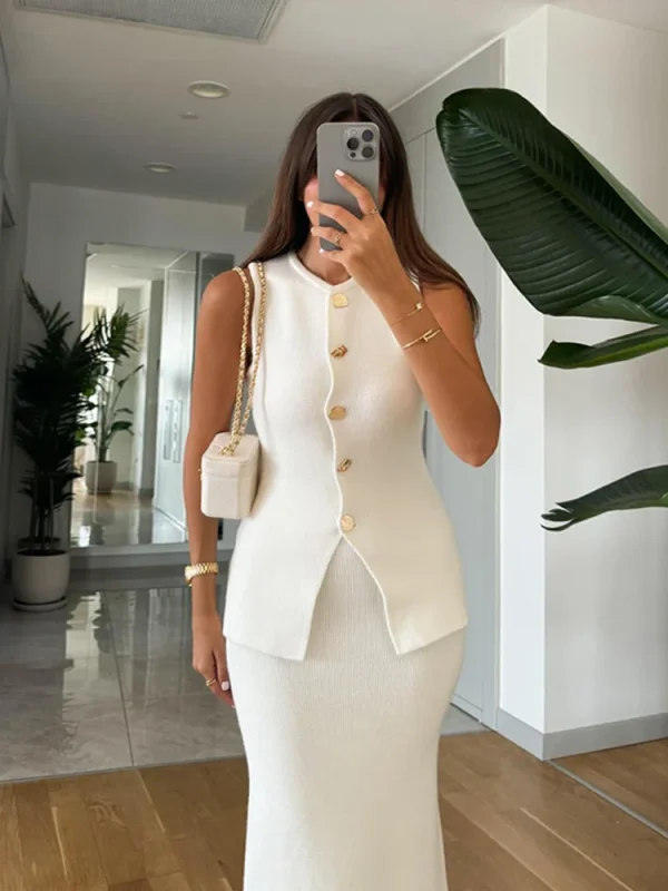Women's Knit Vest and Skirt Set