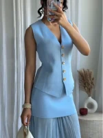 Women's Knit Vest and Skirt Set