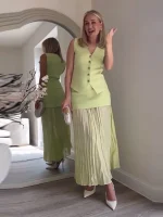 Women's Knitted Top and Skirt Set