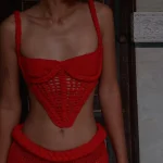 Women's Knit Crop Top and Skirt Set