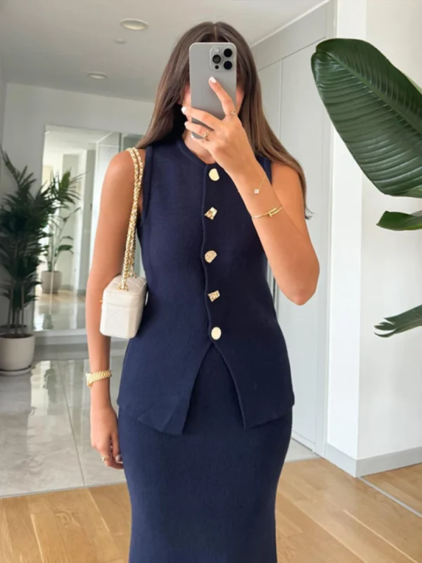 Women's Knit Vest and Skirt Set