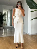Women's Knit Vest and Skirt Set