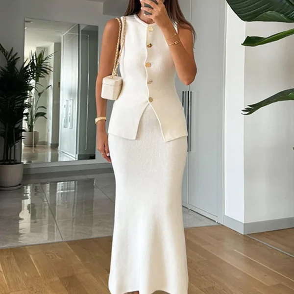 Women's Knit Vest and Skirt Set