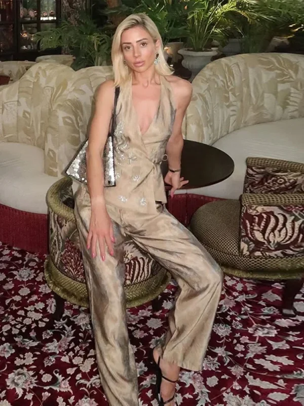 Women's Beaded Vest and Pants Set