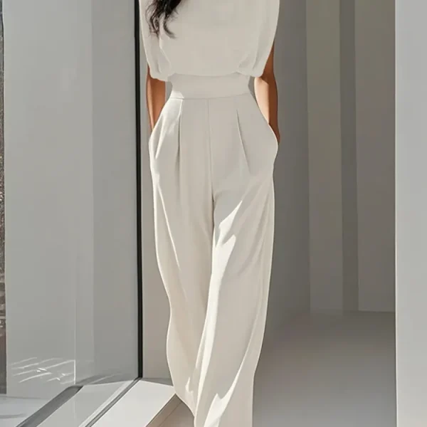 Solid Color Commute Overalls Summer Sleeveless Loose Pleated High Waist Urban Jumpsuit
