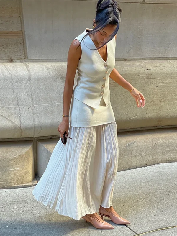 Women's Knitted Top and Skirt Set
