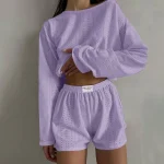 Summer Casual 2 Piece Outfit Long Sleeve Tops And Shorts Swim Short Suits
