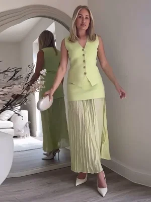 Women's Knitted Top and Skirt Set
