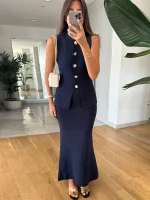Women's Knit Vest and Skirt Set