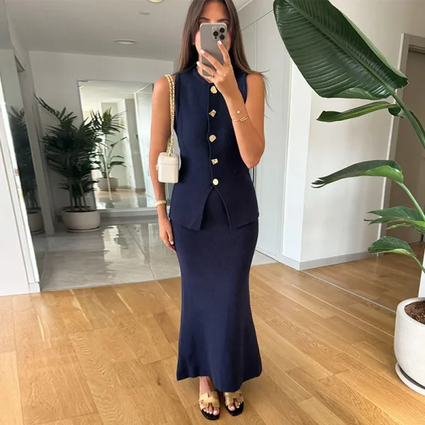 Women's Knit Vest and Skirt Set