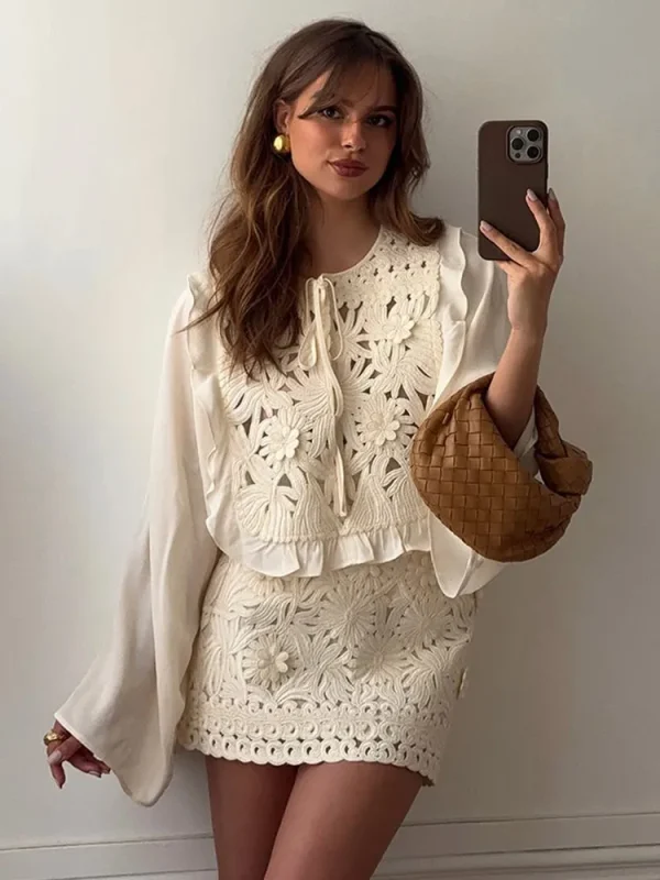 Women's Lace Mini Skirt Set