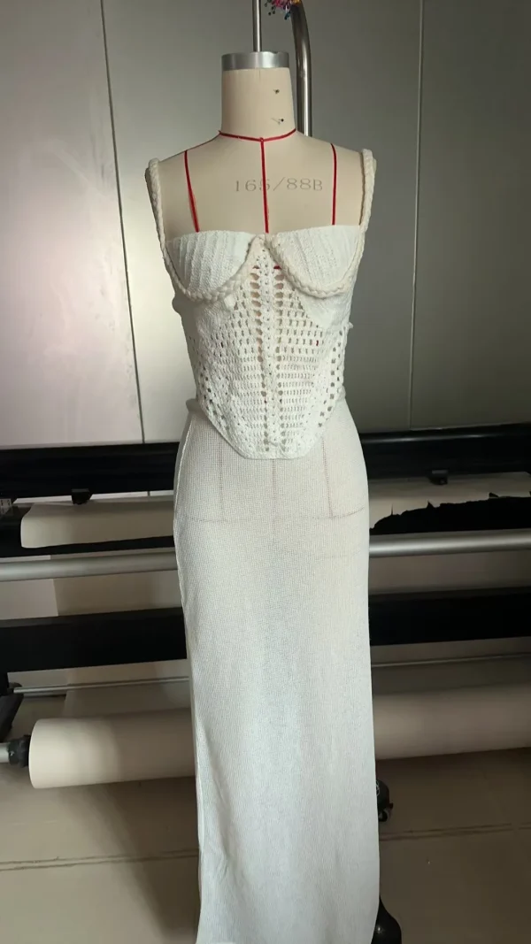 Women's Knit Crop Top and Skirt Set