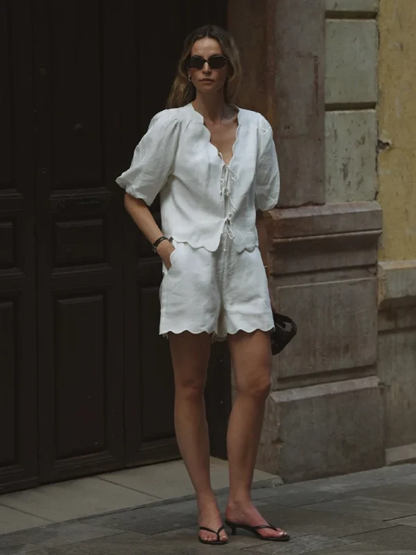 Women's Cotton Linen Skirt Set