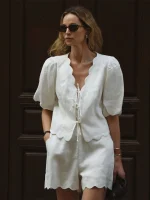 Women's Cotton Linen Skirt Set