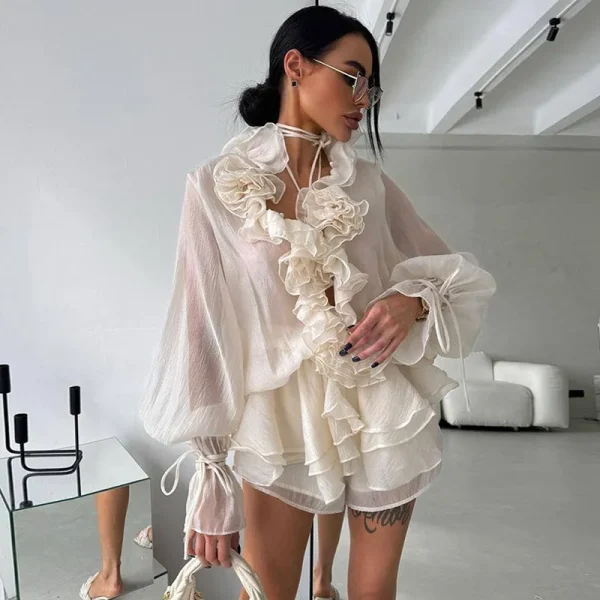 Women's Ruffles Shorts Suit