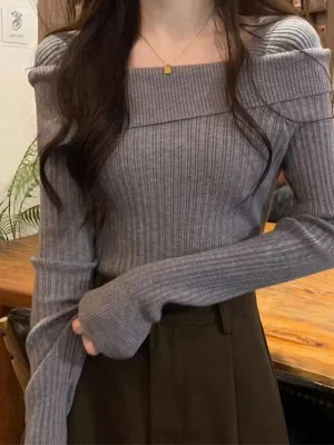 Women's Slash Neck Sweater