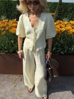 Women's Cotton Linen Skirt Set