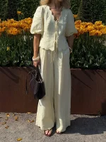 Women's Cotton Linen Skirt Set